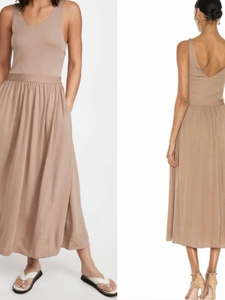 Rag & Bone Taupe V-Neck Sleeveless Midi Dress Euc Sz M